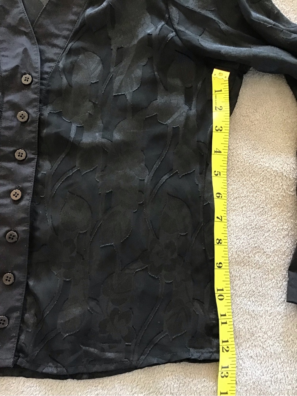 Vintage Sharon Endick Kate Black Sheer Floral Button-Front Blouse - Picture 7 of 7